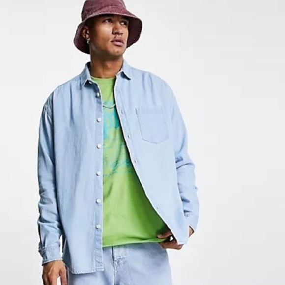 90s oversized denim, shirt vintage light wash - Picture 3 of 5